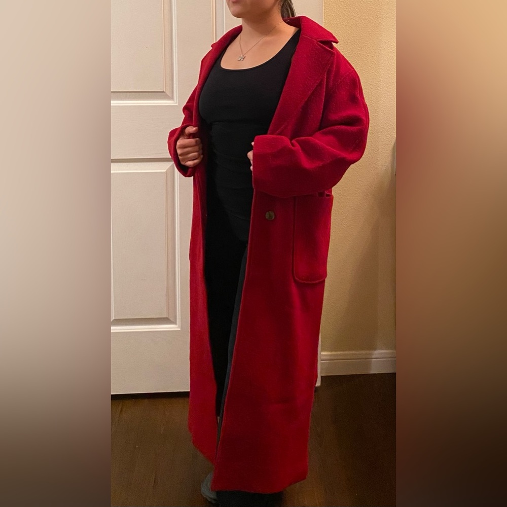 Banana Republic Petite XS 100% Wool Bouclé Winter Coat Red